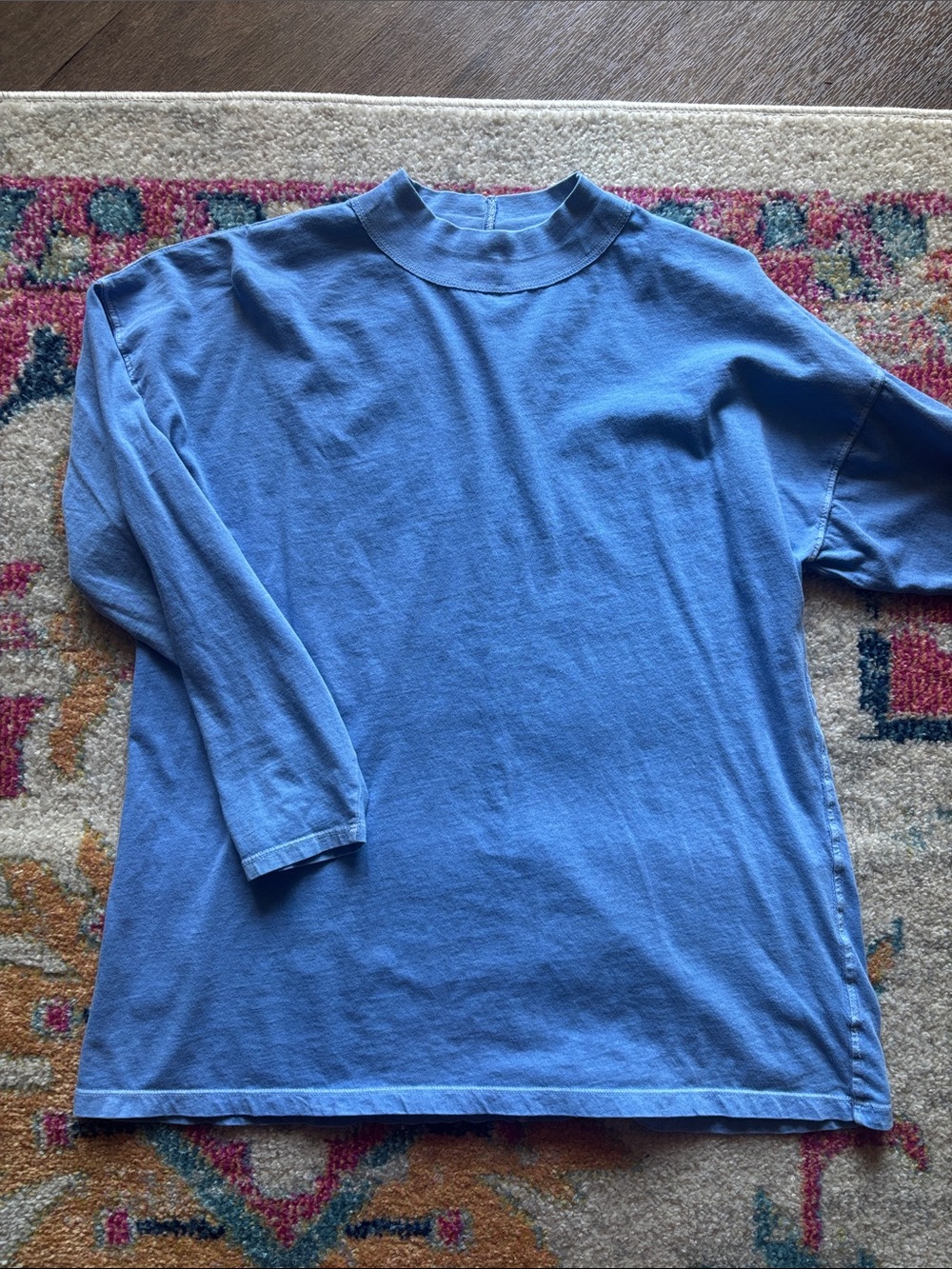We The Free Washed-Look Blue Long Sleeve Mockneck Top